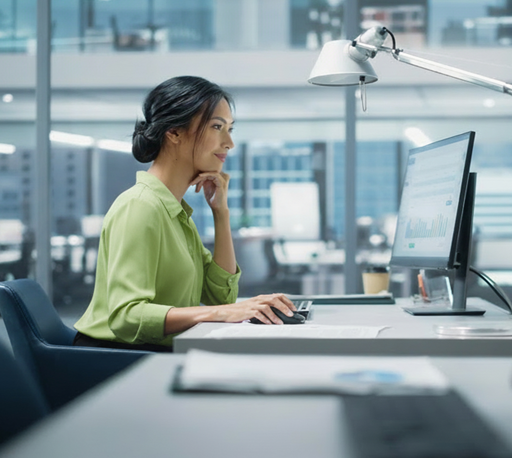 woman_working_tabletop_screen_office